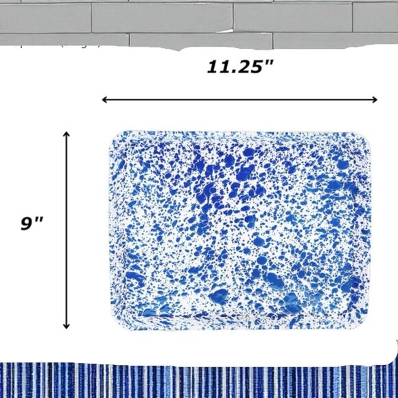 Red Co. Blue/white Rectangular Splatter Tray 11.25 In. X 9 in. - Picture 2 of 4